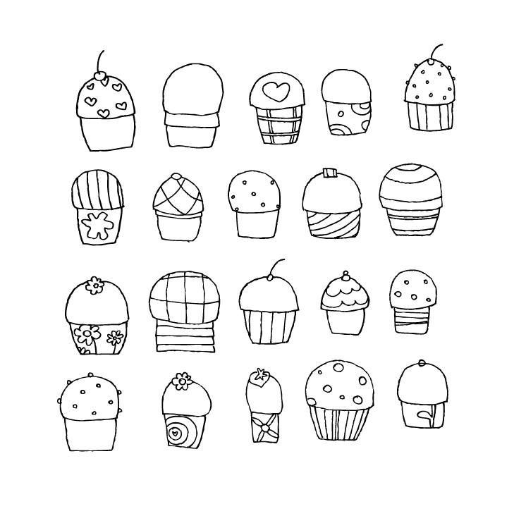 free vector Freehand Vector Cupcakes